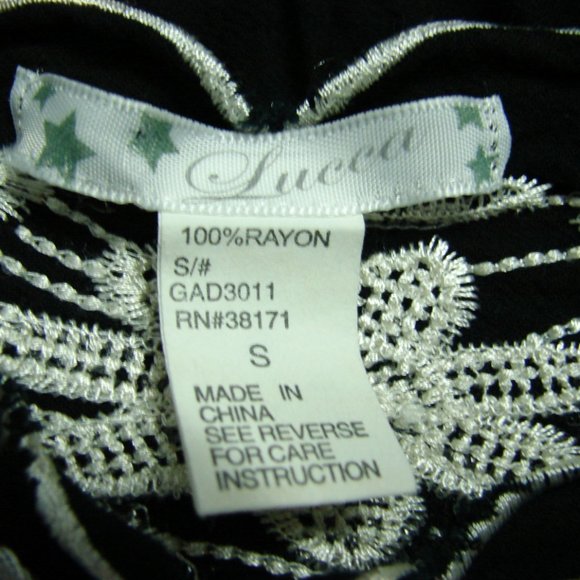 Black W/White Embroidered Floral Dress Tunic Top S - Picture 14 of 15